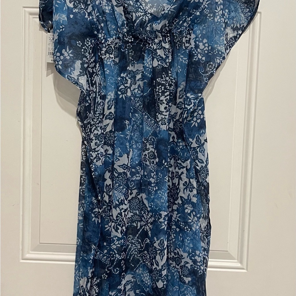 NWT Lauren Ralph Lauren womens Indigo Patchwork Midi Caftan Cover Up - Picture 3 of 5